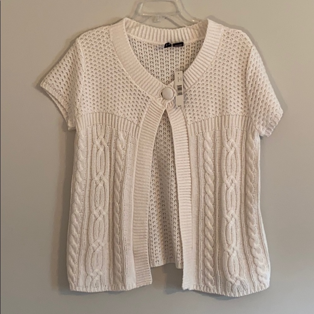 New Directions SS winter white cardigan - SZ LG